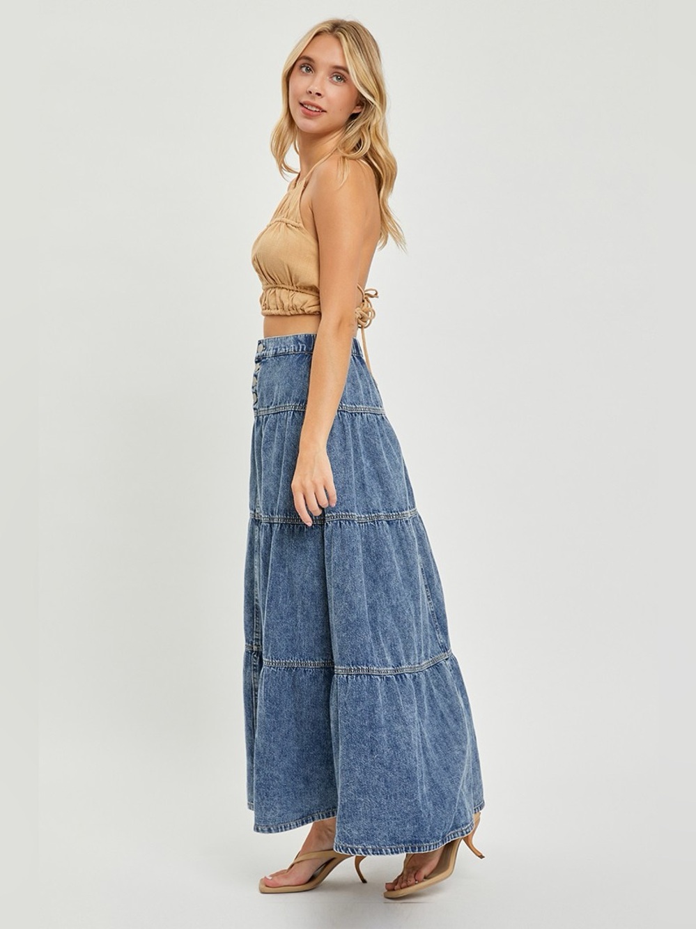 RISEN High Rise Ruffle Long Skirts - Picture 6 of 7
